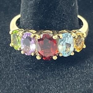 Silver Marked 925 Ring With 5 Semi-Precious Gemstones Womens Size 7‎